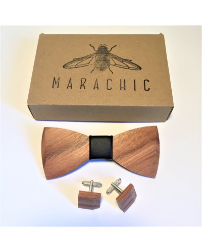 Drewniana muszka z poszetką