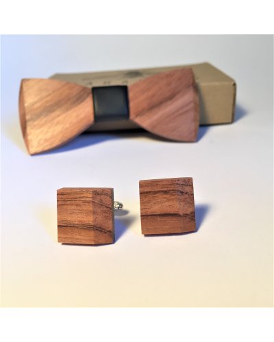 Drewniana muszka z poszetką