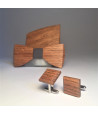 Wooden bow tie with cufflinks
