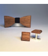 Wooden bow tie with cufflinks