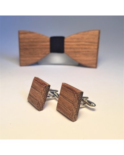 Wooden bow tie with cufflinks