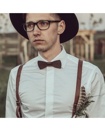 Wooden bow tie DEEP BROWN