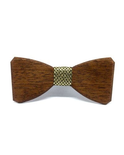 Drewniana muszka RUSTIC GOLD