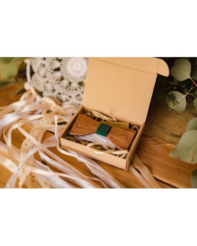 Drewniana muszka BOHO GREEN