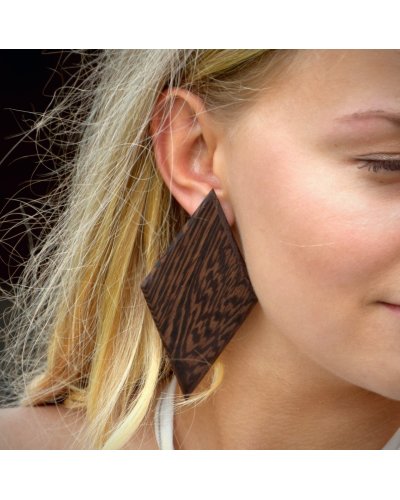 WENGE large asymmetrical earrings