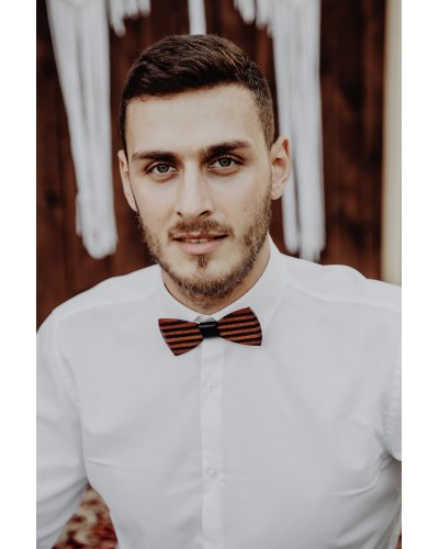Wooden bow tie with cufflinks