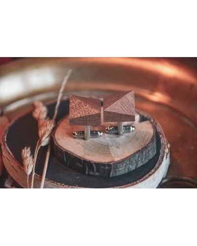Wooden cufflink LATTICE