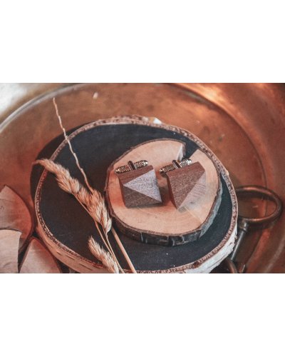 Wooden cufflink LATTICE