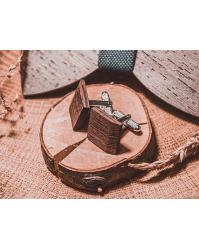 Wooden bowtie and cufflinks