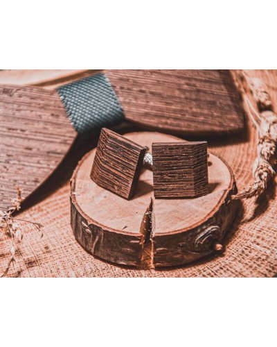 Wooden bowtie and cufflinks