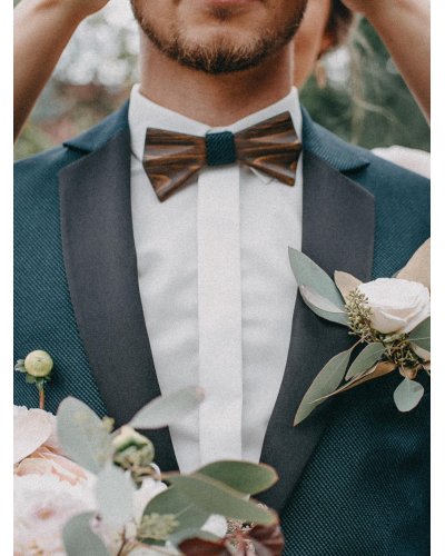 Hand-carved wooden bow tie