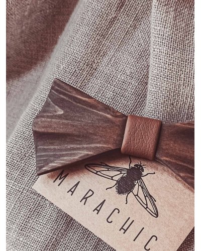 Hand-carved wooden bow tie