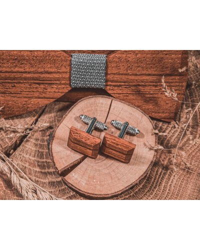 Wooden bow tie with cufflinks