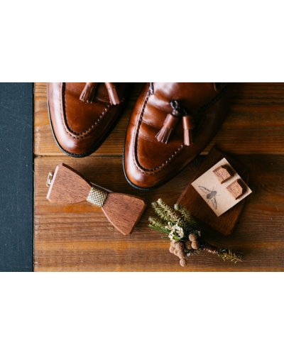 Drewniane spinki do mankietów RUSTIC GOLD