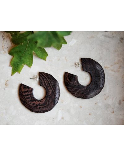 Drewniane kolczyki koła