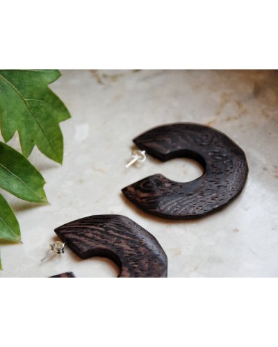 Wooden earrings cow patches