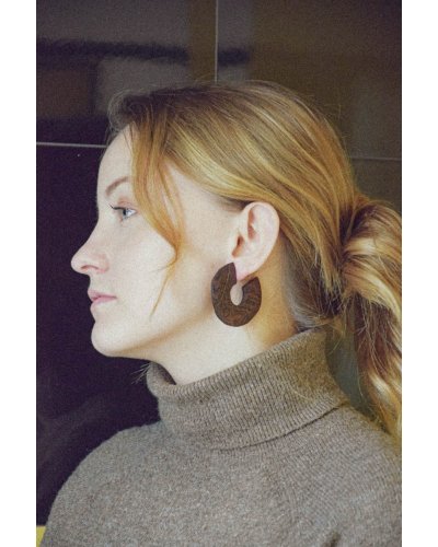 Wooden earrings cow patches