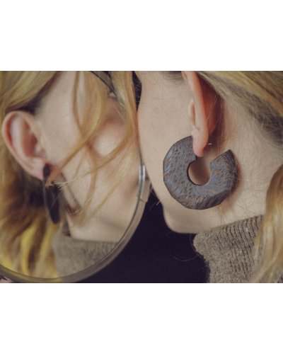 Wooden earrings cow patches