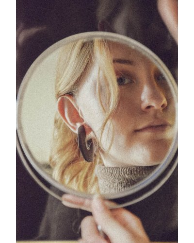 Wooden earrings cow patches