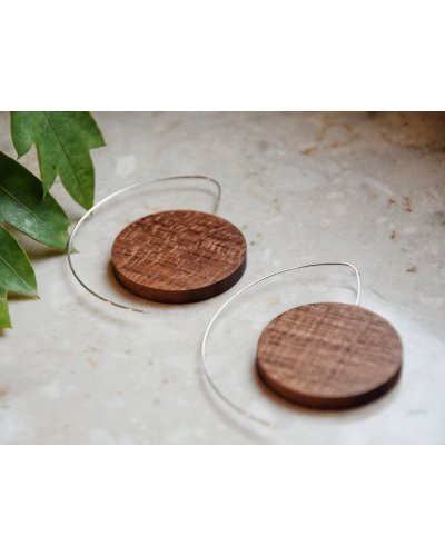 Large wooden hoop earrings