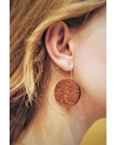 Large wooden hoop earrings