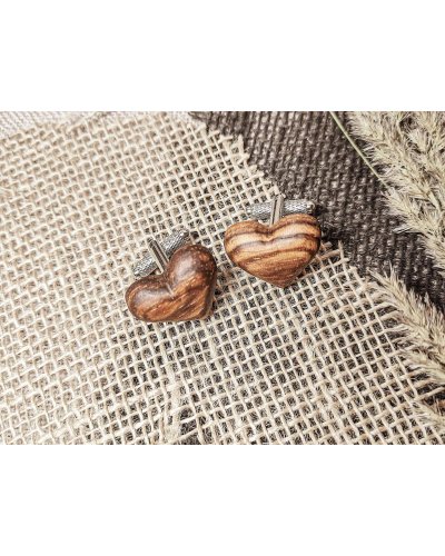 Wooden cufflinks RUSTIC GOLD