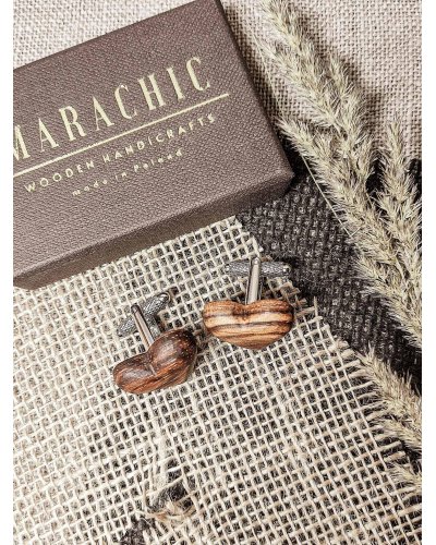 Wooden cufflinks RUSTIC GOLD