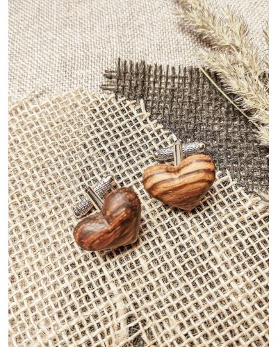 Wooden cufflinks RUSTIC GOLD