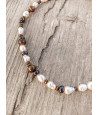 Naszyjnik z naturalnym pereł słodkowodnych i drewna