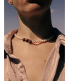 Necklace made of natural freshwater pearls and wooden beads