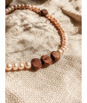Necklace made of natural freshwater pearls and wooden beads