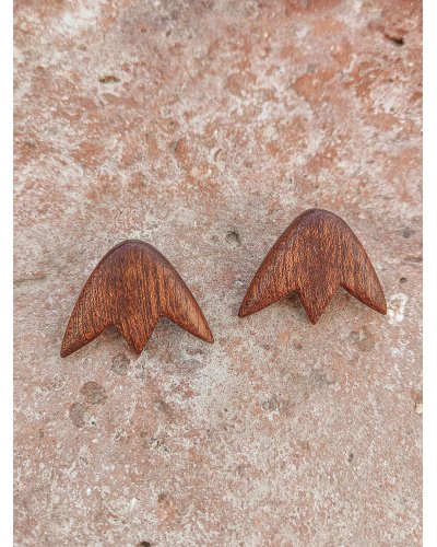 Hanging earrings made of wood crystals