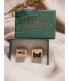 Wooden cufflinks I LOVE MY CAT