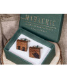 Wooden cute cat cufflinks