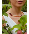 Necklace made of natural freshwater pearls and wooden beads