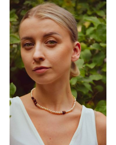 Naszyjnik asymetryczny choker perłowy