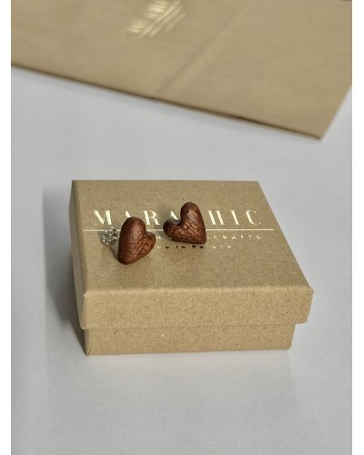 Kolczyki drewniane serduszka