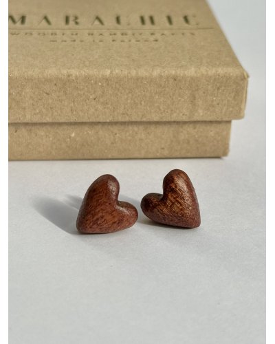 Kolczyki drewniane serduszka