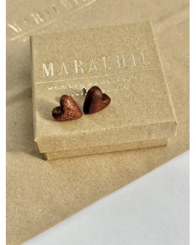 Kolczyki drewniane serduszka