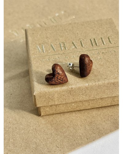 Kolczyki drewniane serduszka