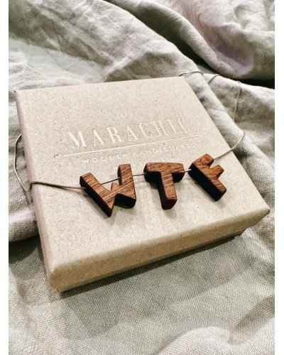 Necklace with wooden pendants WTF MARACHIC