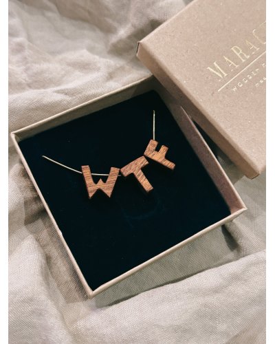 Necklace with wooden pendants WTF MARACHIC