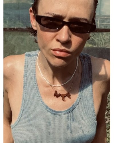 Necklace with wooden pendants WTF MARACHIC