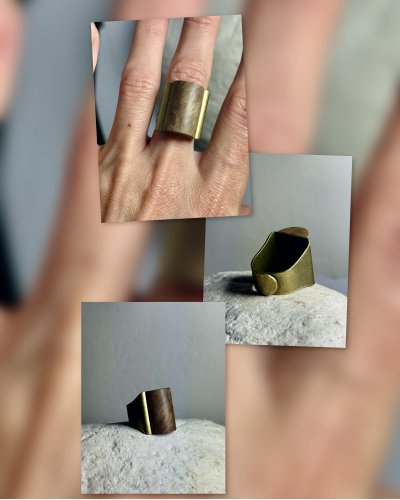 Duży drewniany pierścionek Unregale