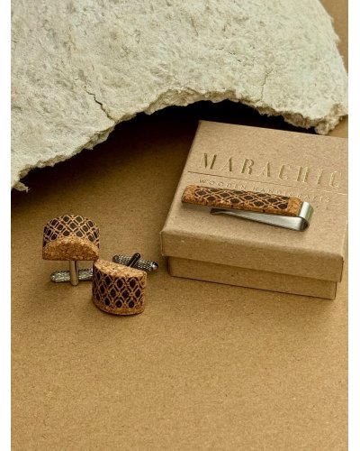 Wooden tie clip and cufflinks. A gift for him!