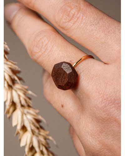 Wooden diamond ring. A unique handicraft as a gift for her.