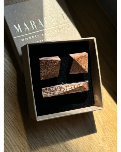 Wooden tie clip and cufflinks. A gift for him!