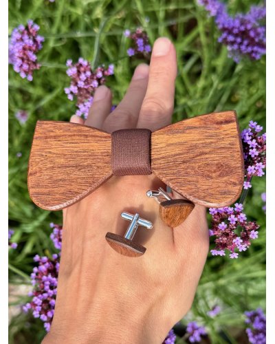 Drewniana muszka BOHO GREEN