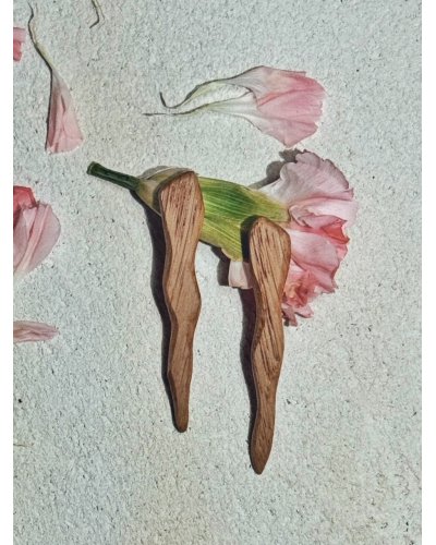 Long Wooden Earrings 45mm "TWIG" | Minimalist, Light Oak Jewelry