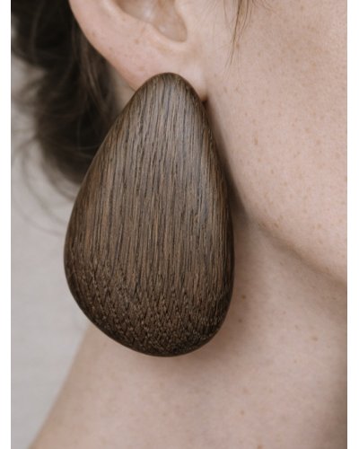 Large, original brown oak earrings | Natural, organic form